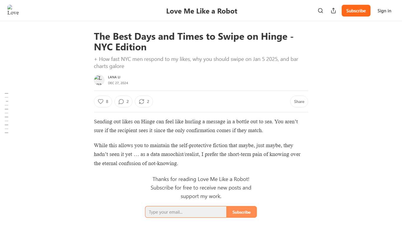 The Best Days and Times to Swipe on Hinge - NYC Edition