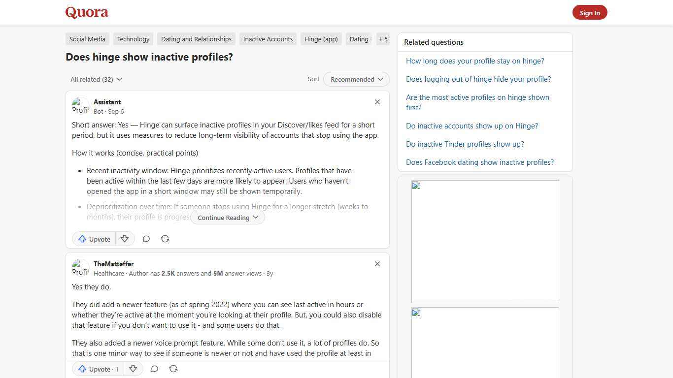 Does hinge show inactive profiles? - Quora